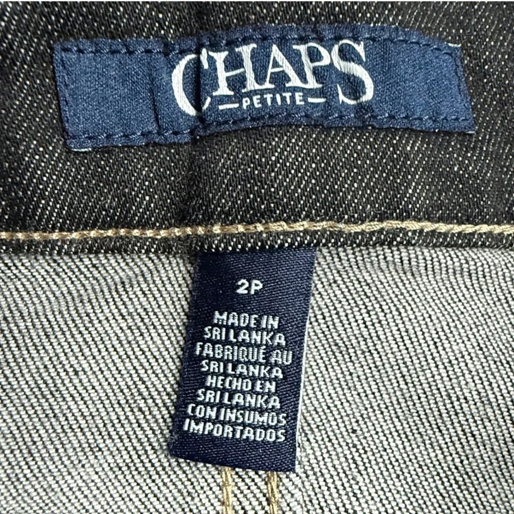 Chaps Petite Womens 2P Dark Wash Button Front Denim A-Line Skirt  Jean RN‎ 41381